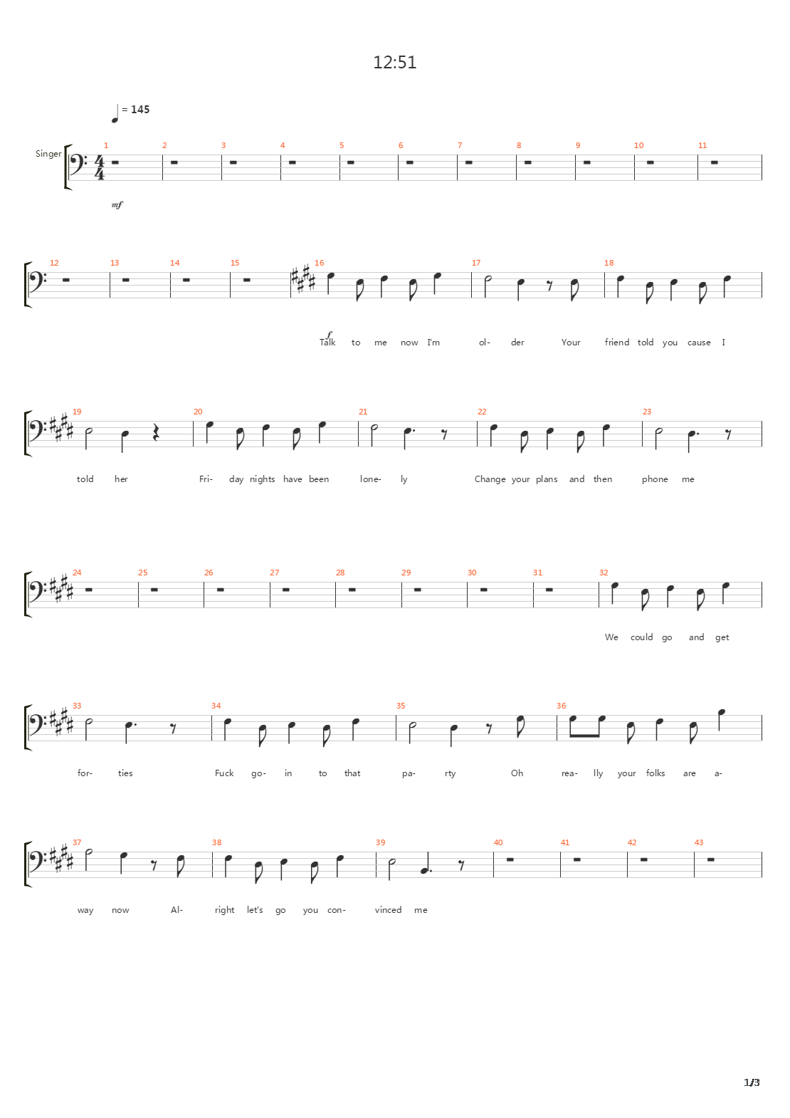 12 51吉他谱