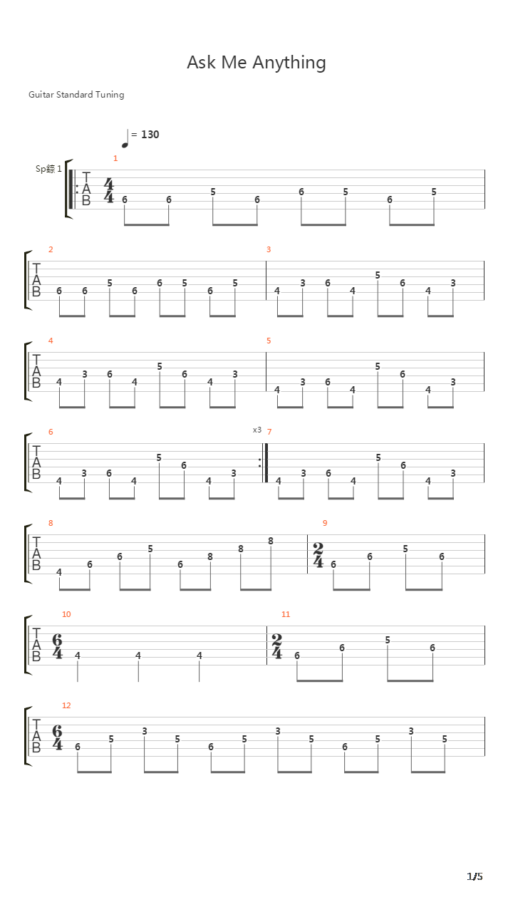 Ask Me Anything吉他谱