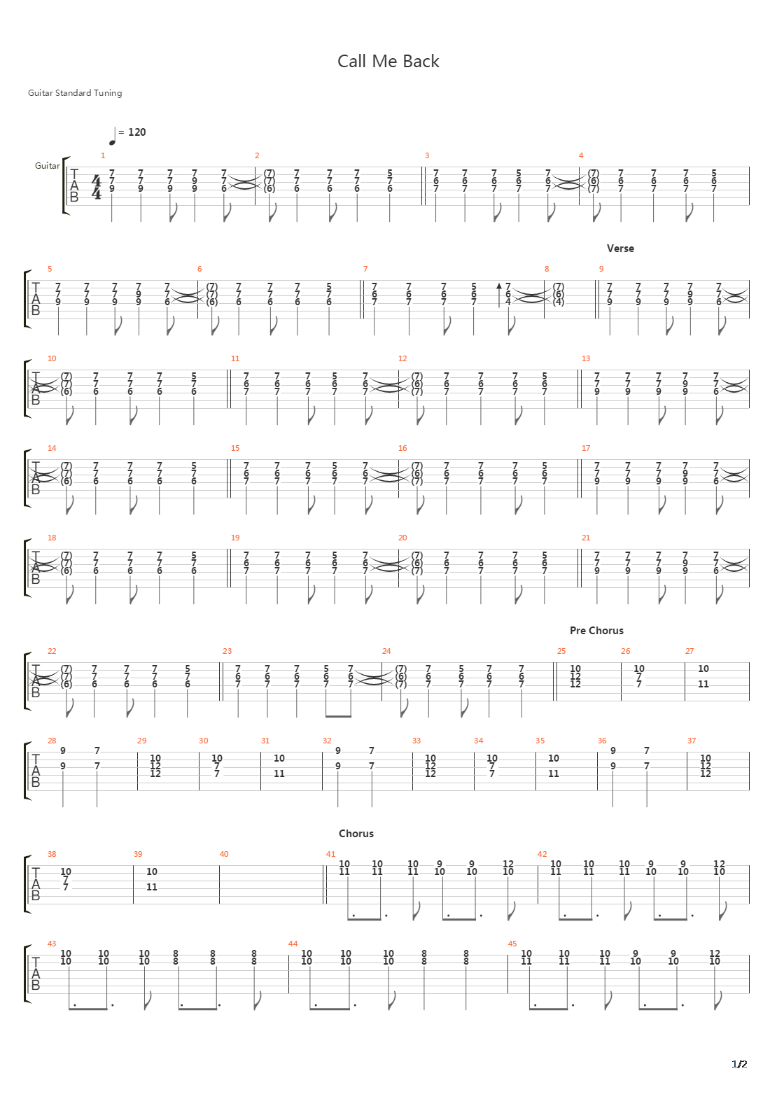 Call Me Back吉他谱