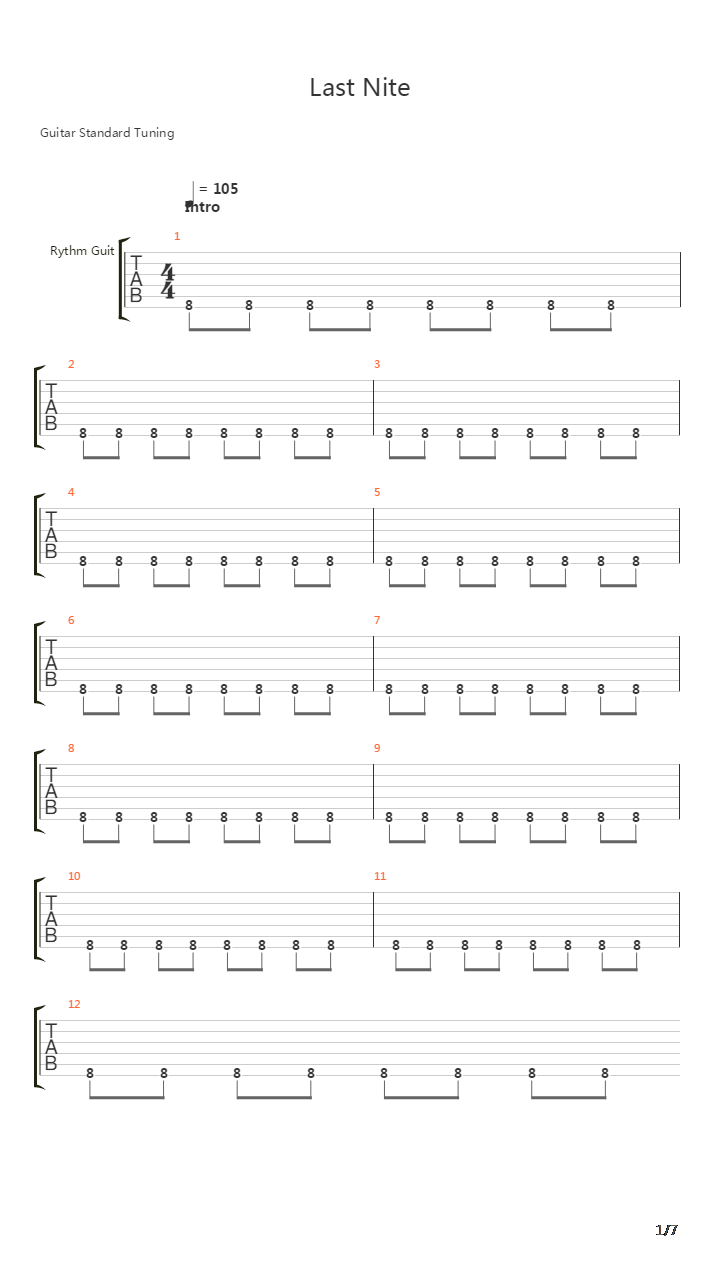 Last Night吉他谱