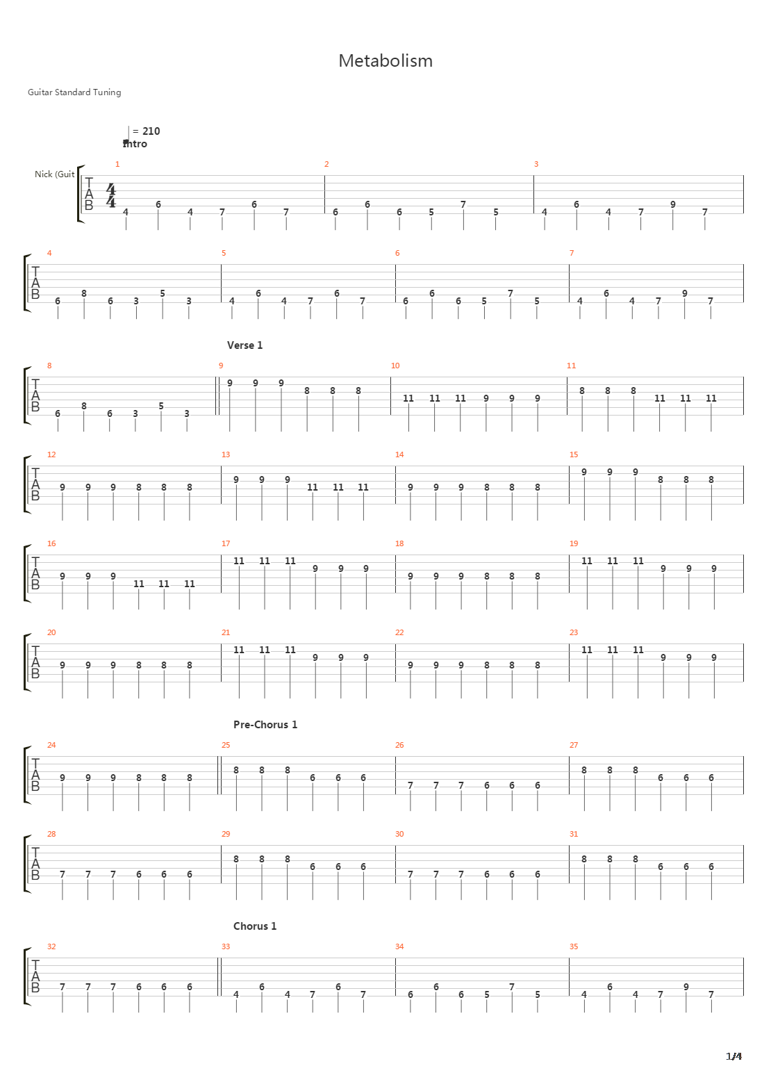 Metabolism吉他谱