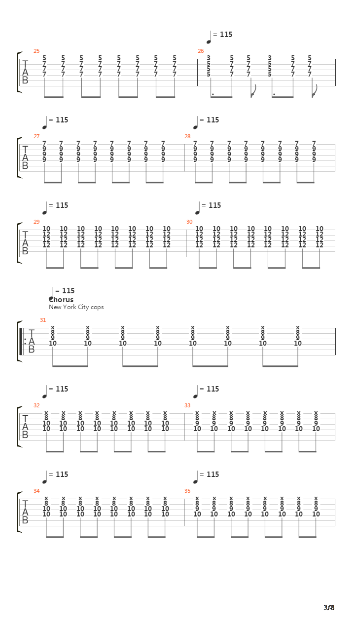 New York City Cops吉他谱