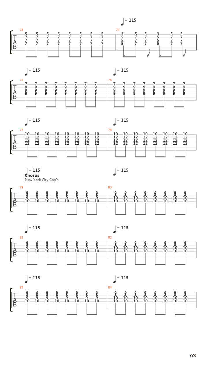New York City Cops吉他谱