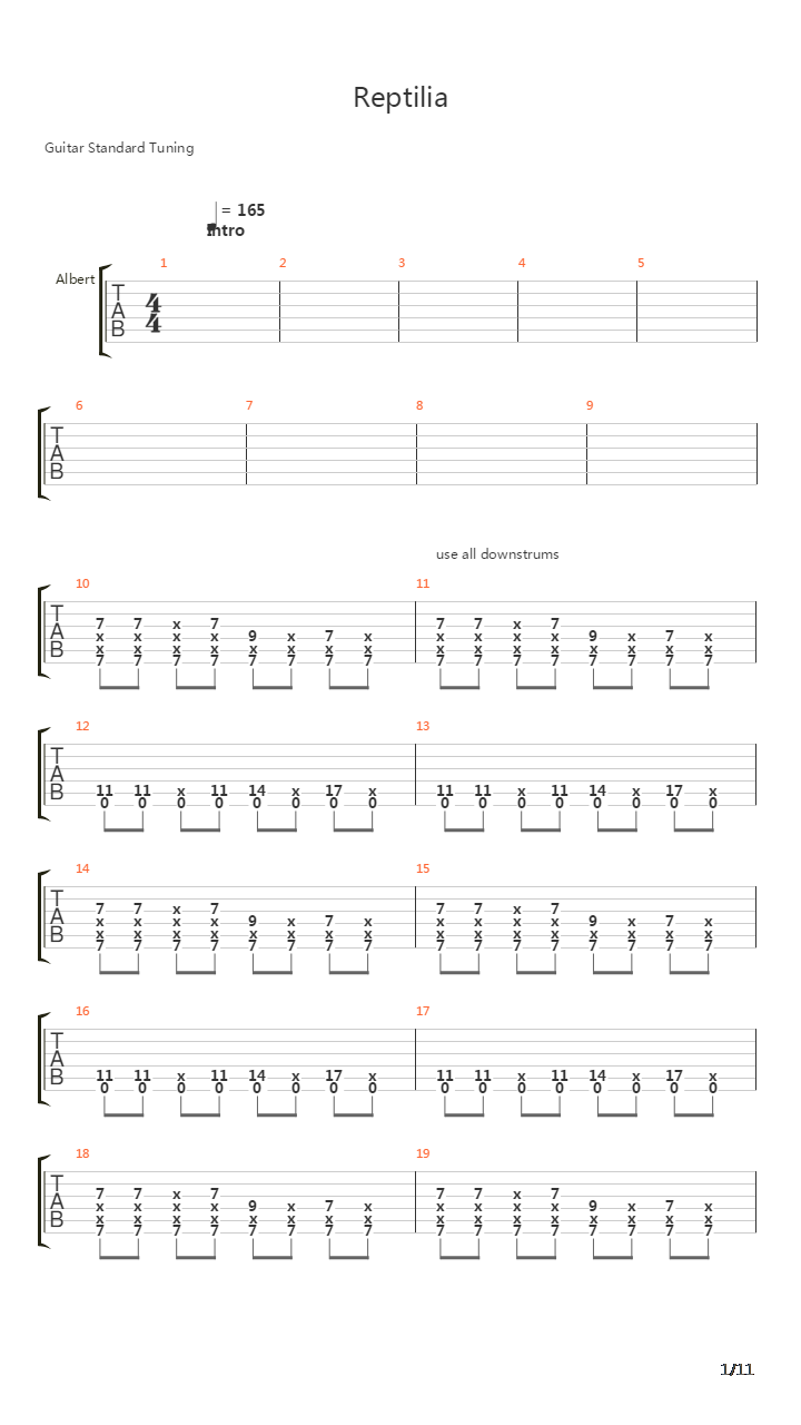 Reptilia吉他谱