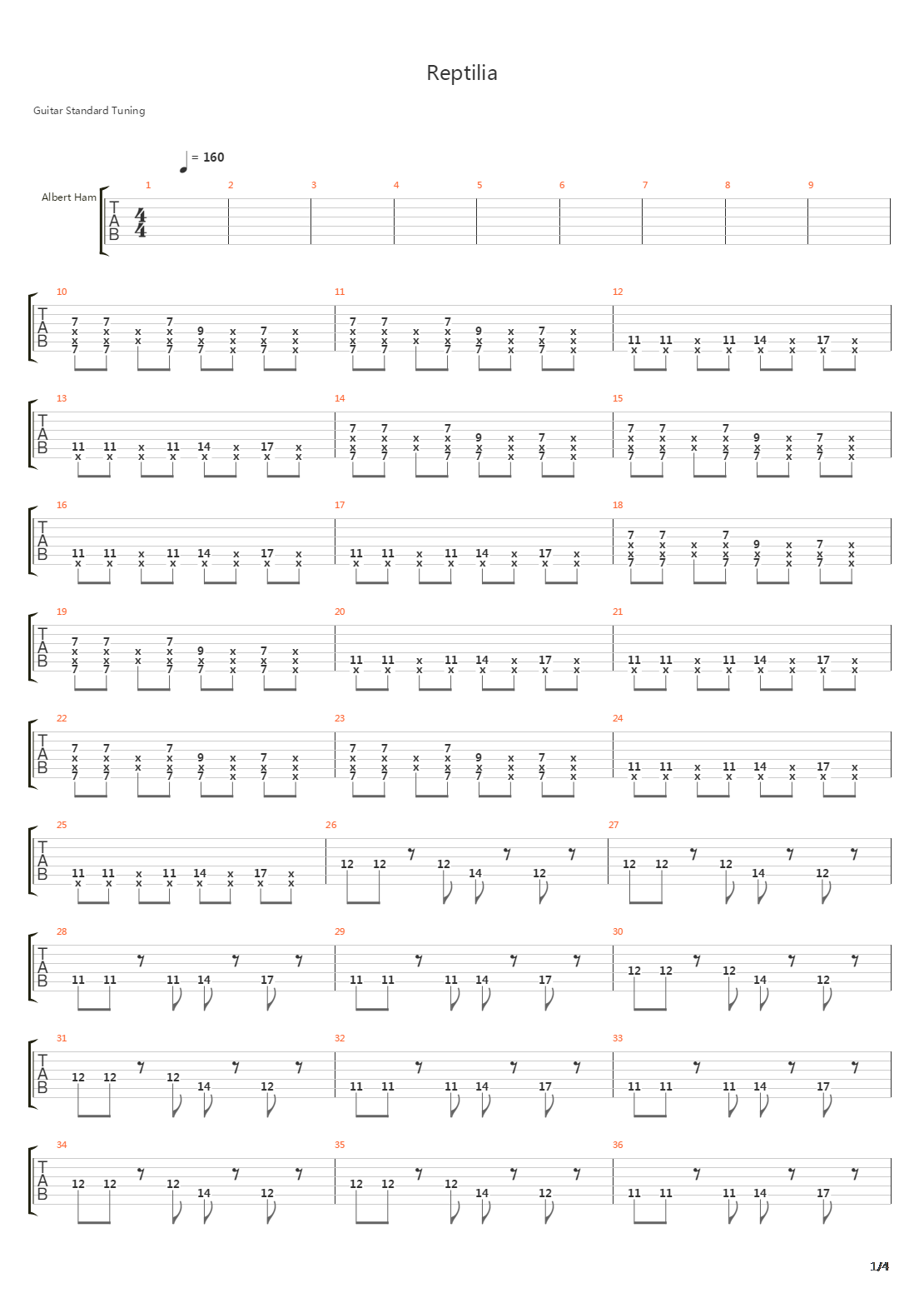 Reptilia吉他谱