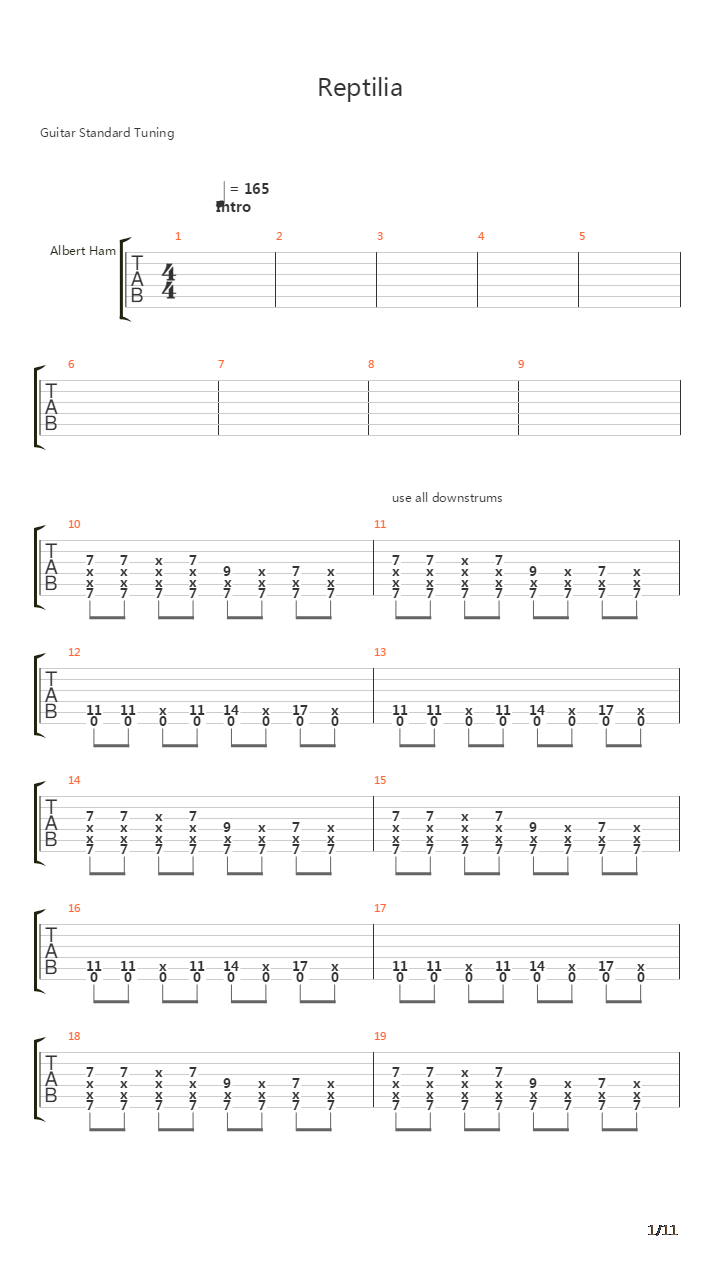 Reptilia吉他谱