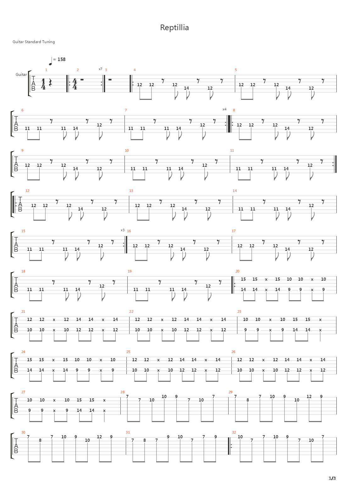 Reptillia吉他谱