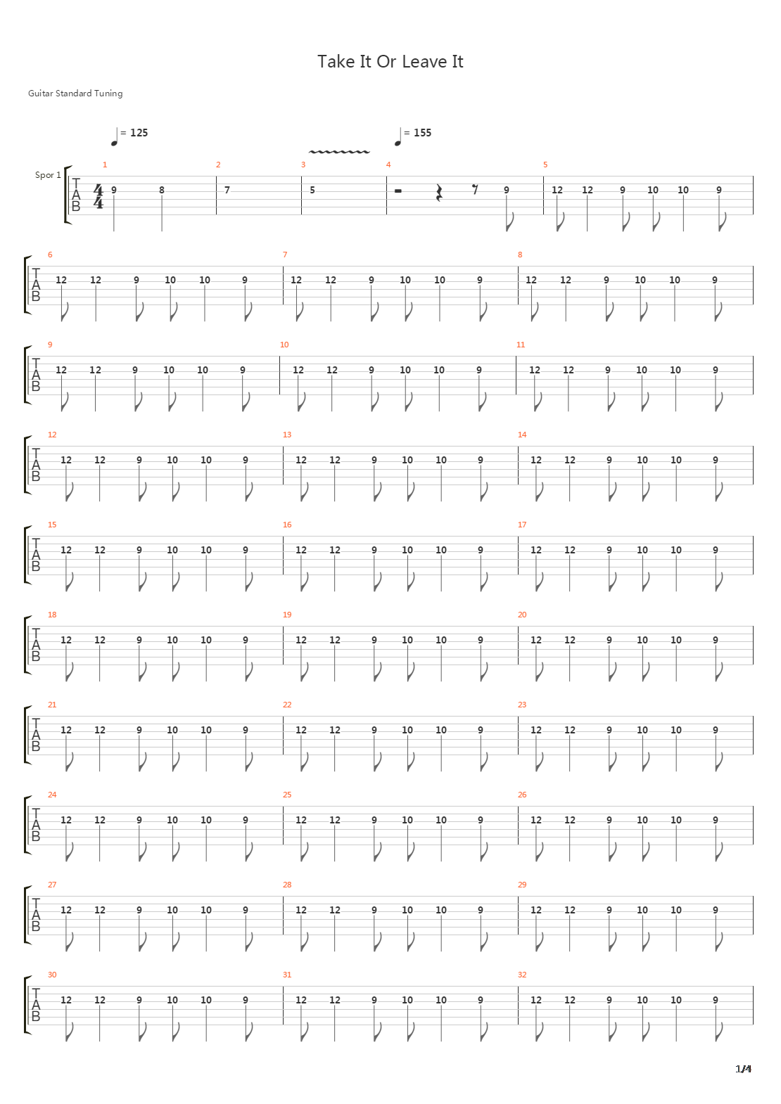 Take It Or Leave It吉他谱