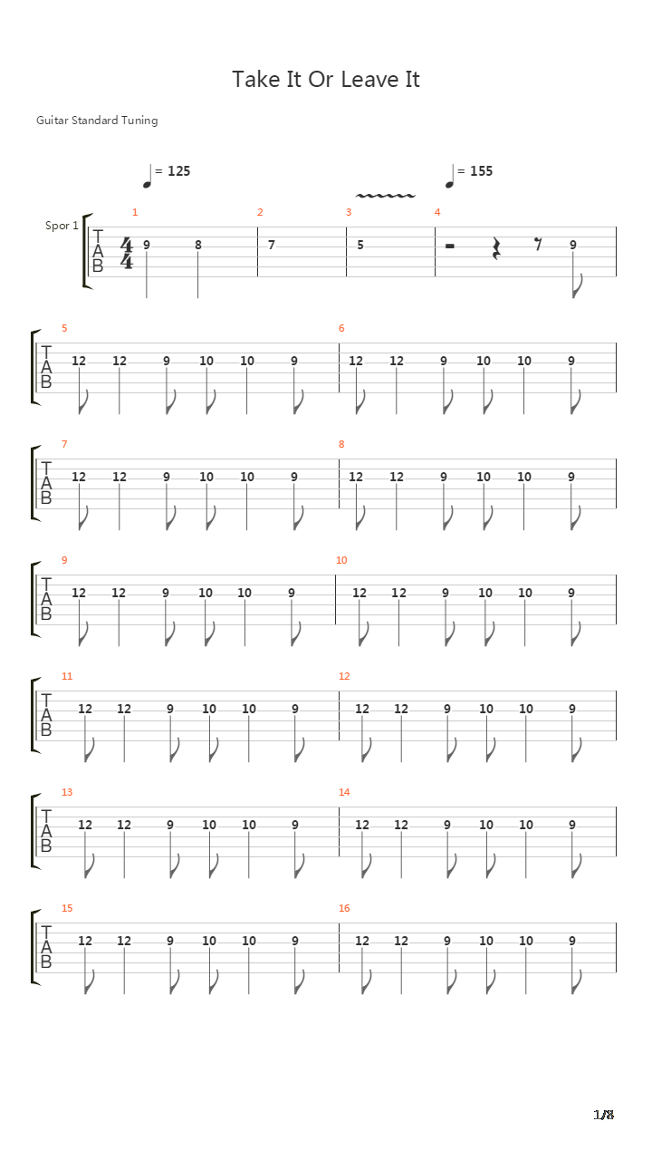 Take It Or Leave It吉他谱