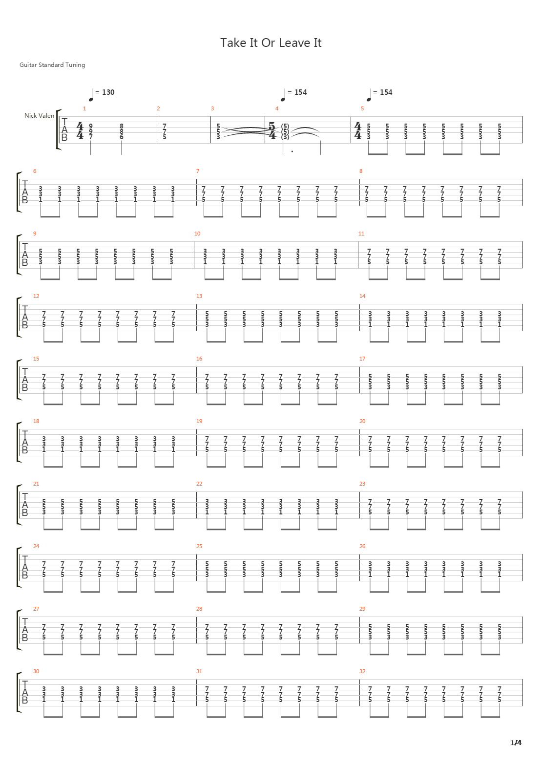 Take It Or Leave It吉他谱