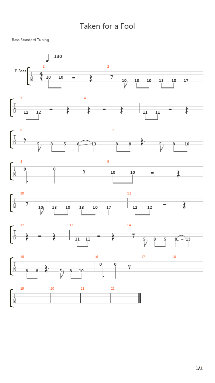 Taken For A Fool吉他谱