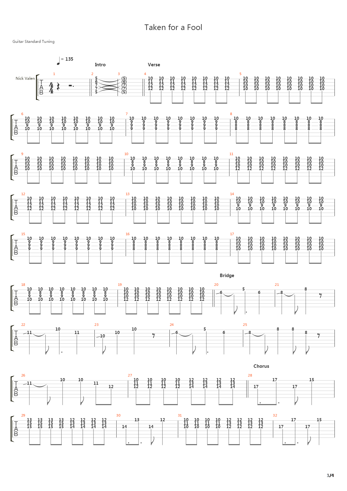 Taken For A Fool吉他谱