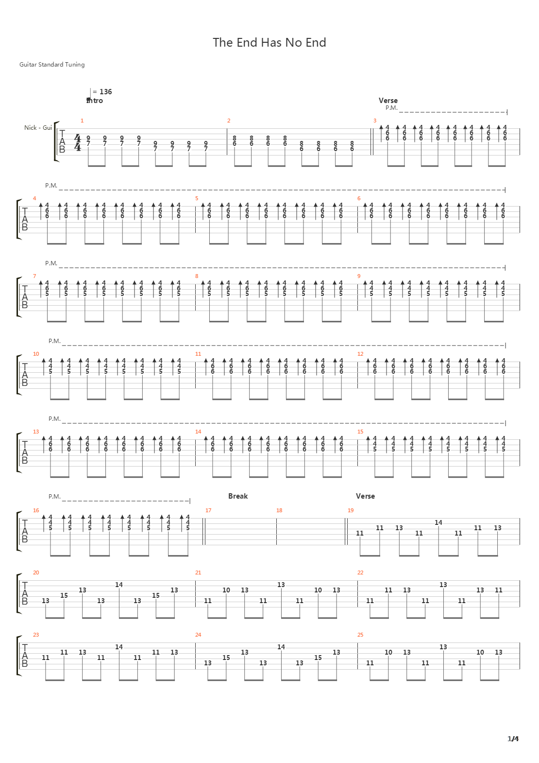 The End Has No End吉他谱