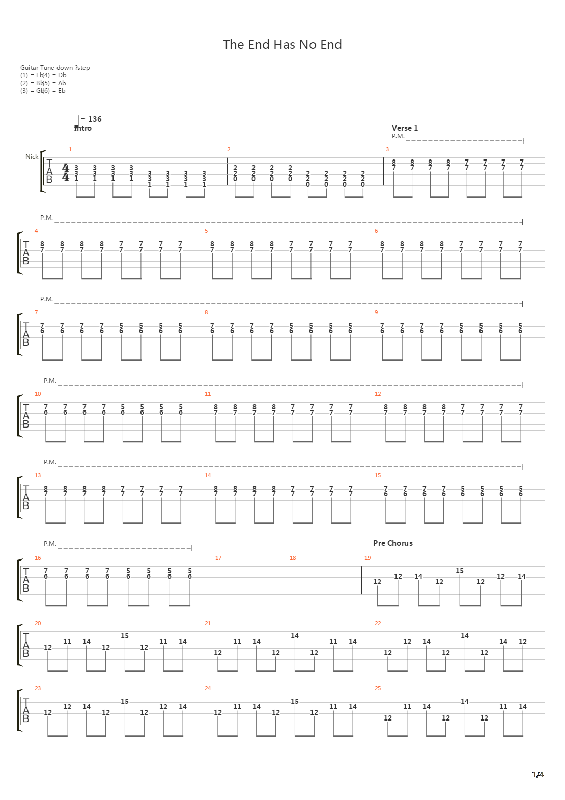 The End Has No End吉他谱