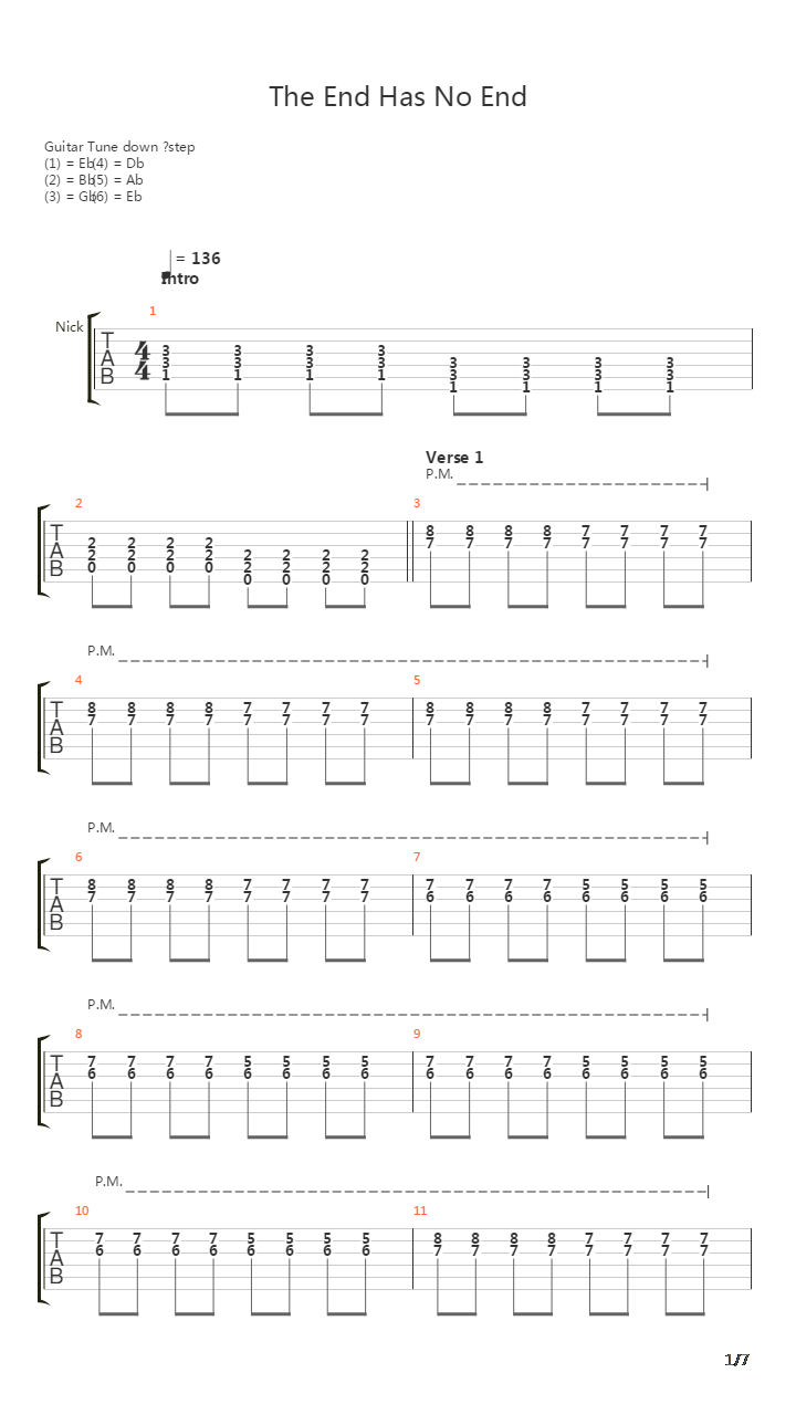 The End Has No End吉他谱