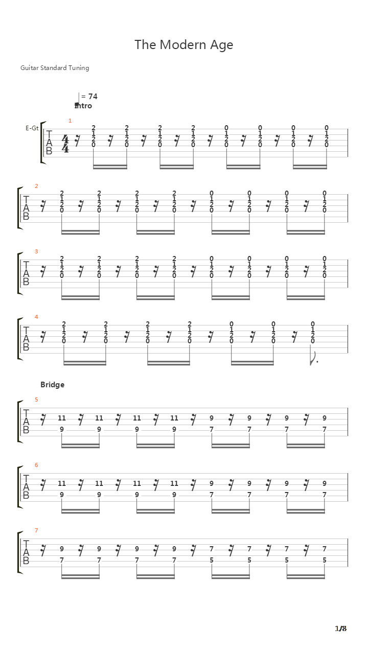 The Modern Age吉他谱