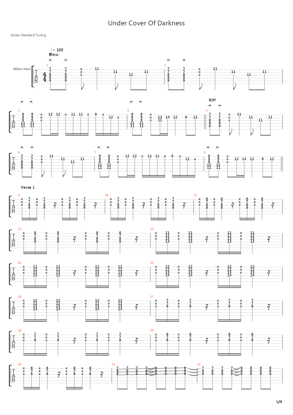 Under Cover Of Darkness吉他谱