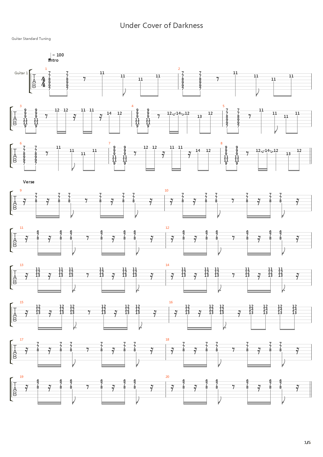 Under Cover Of Darkness吉他谱