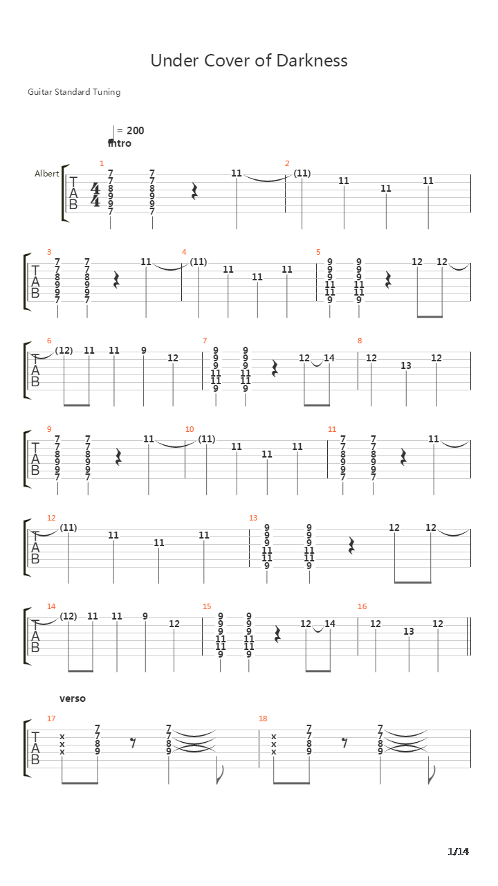 Under Cover Of Darkness吉他谱