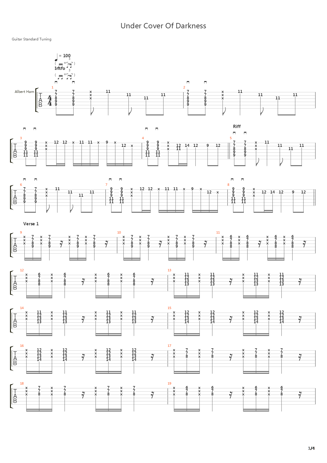 Under Cover Of Darkness吉他谱