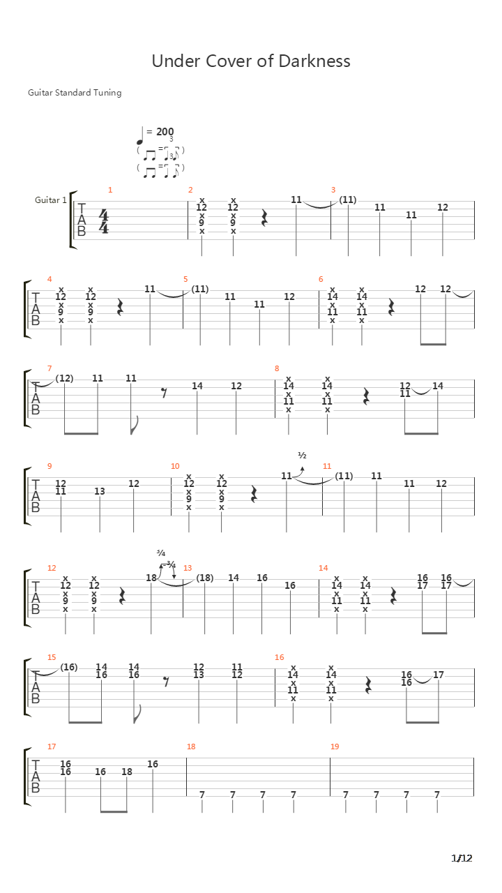 Under Cover Of Darkness吉他谱