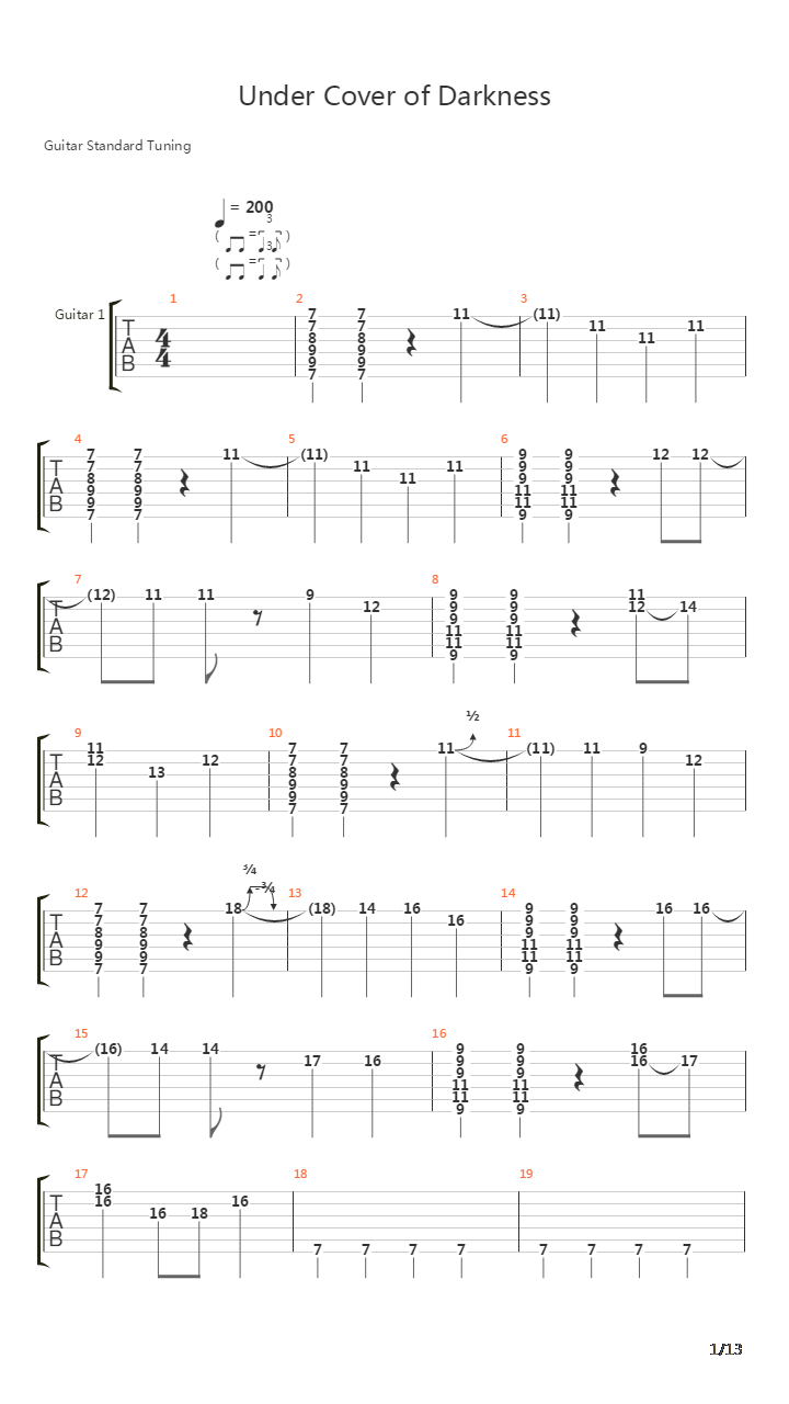 Under Cover Of Darkness吉他谱