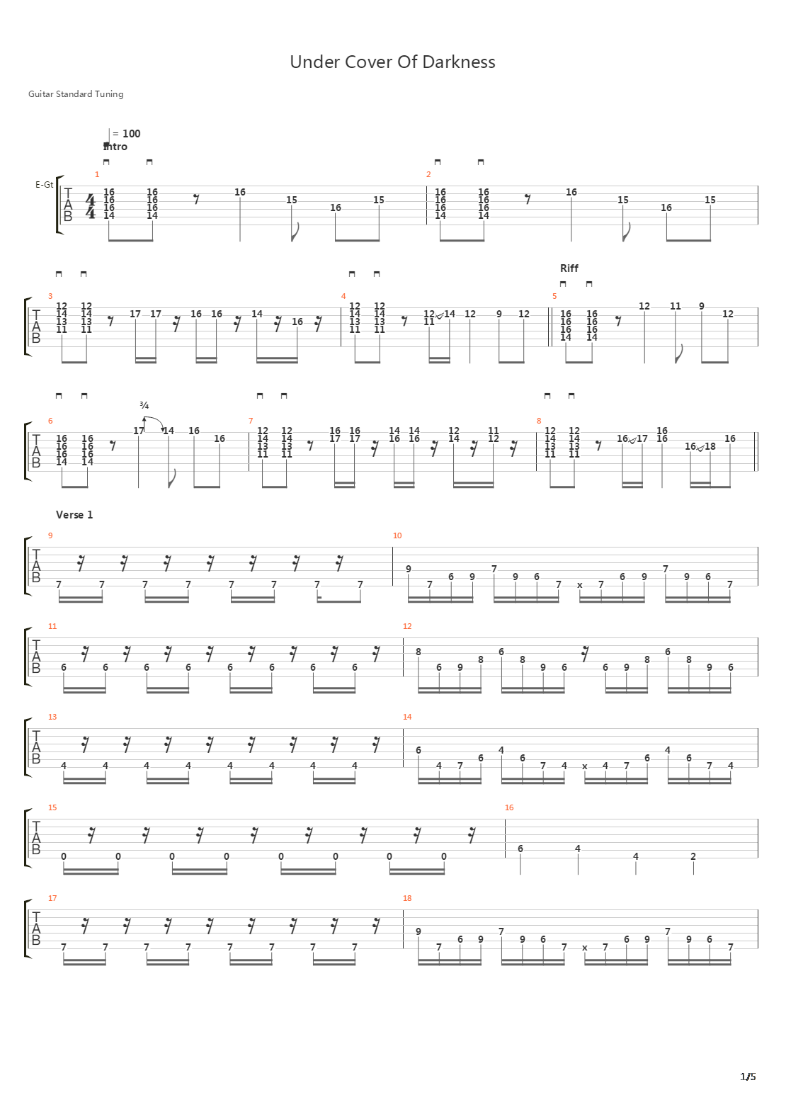 Under Cover Of Darkness吉他谱