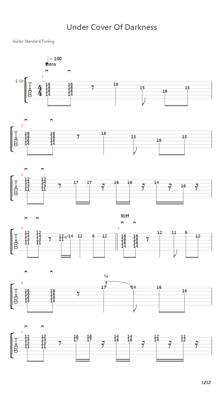 Under Cover Of Darkness吉他谱