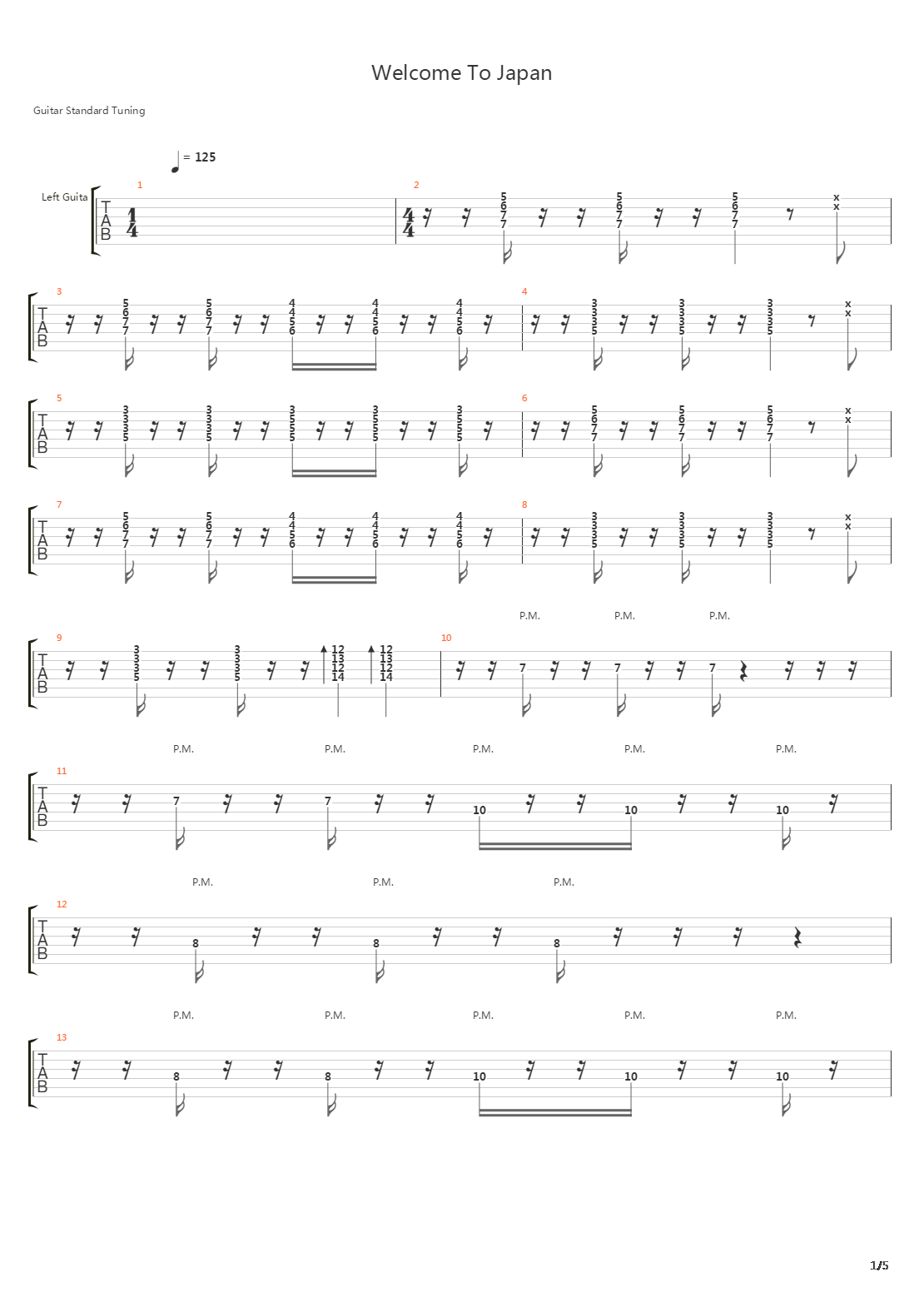 Welcome To Japan吉他谱