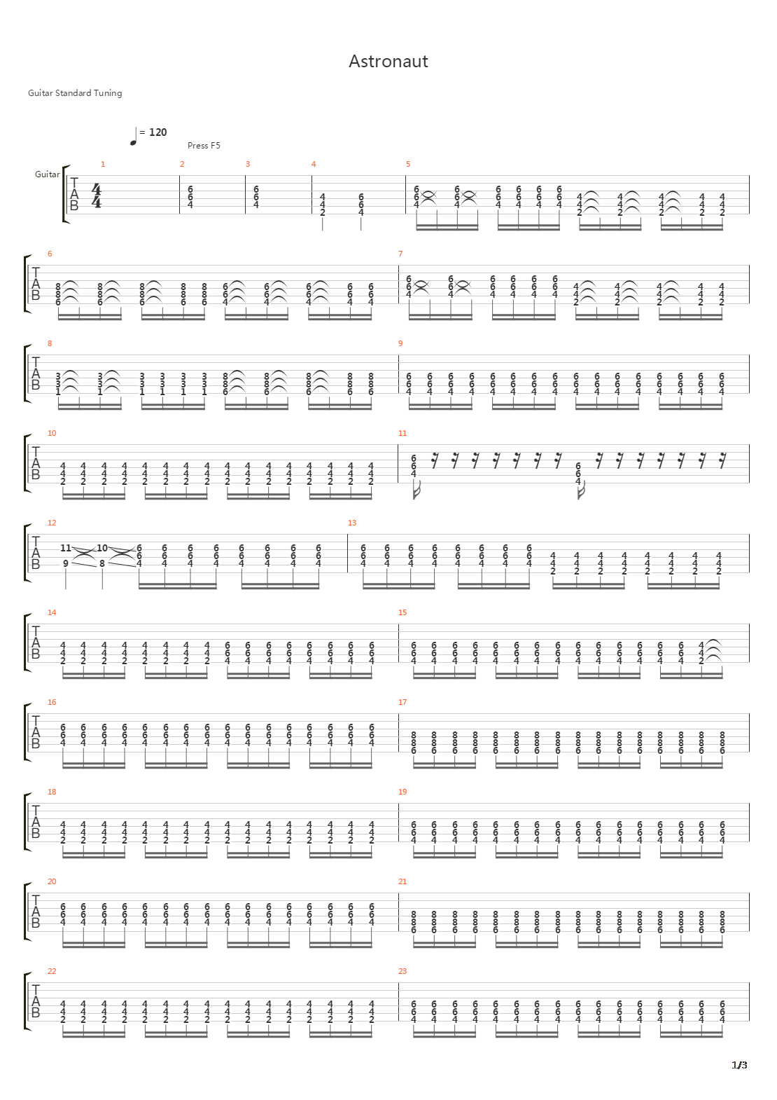 Astronaut吉他谱