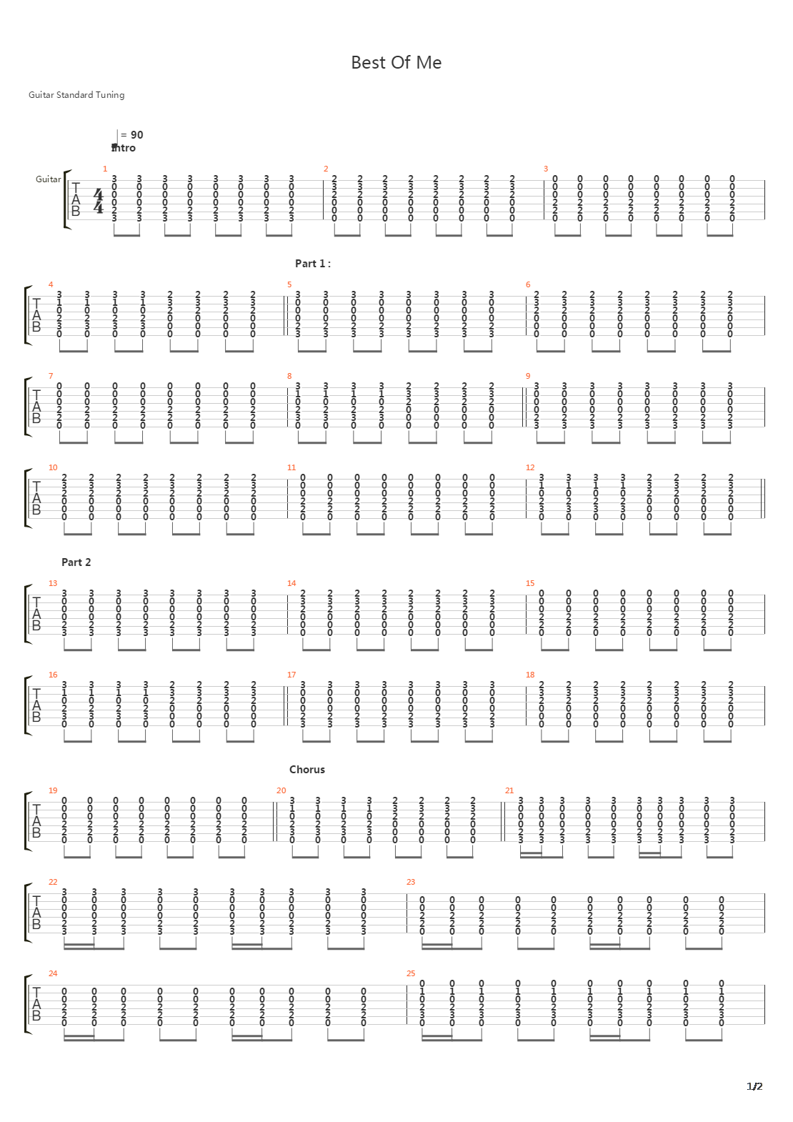 Best Of Me吉他谱