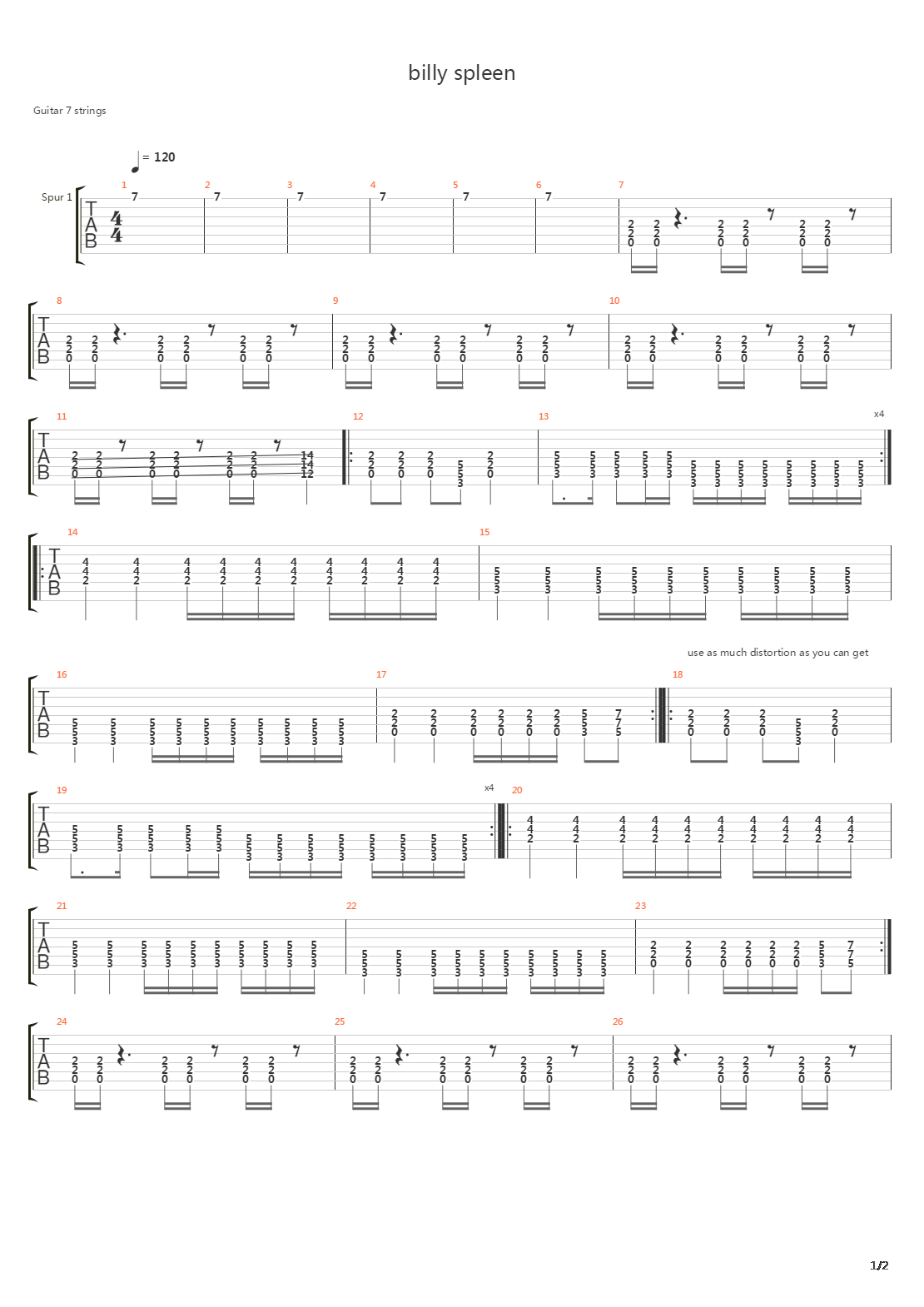 Billy Spleen吉他谱