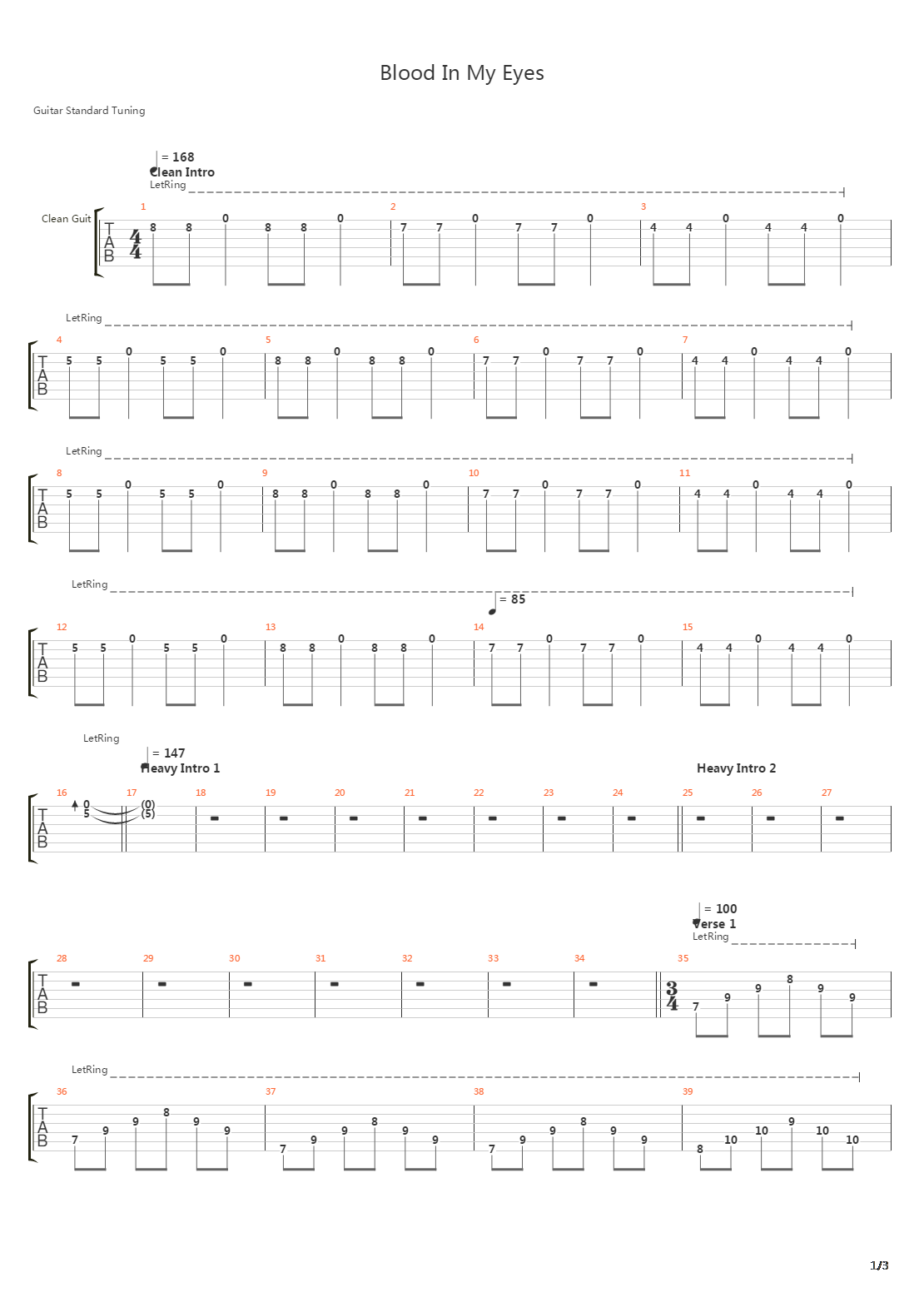 Blood In My Eyes吉他谱