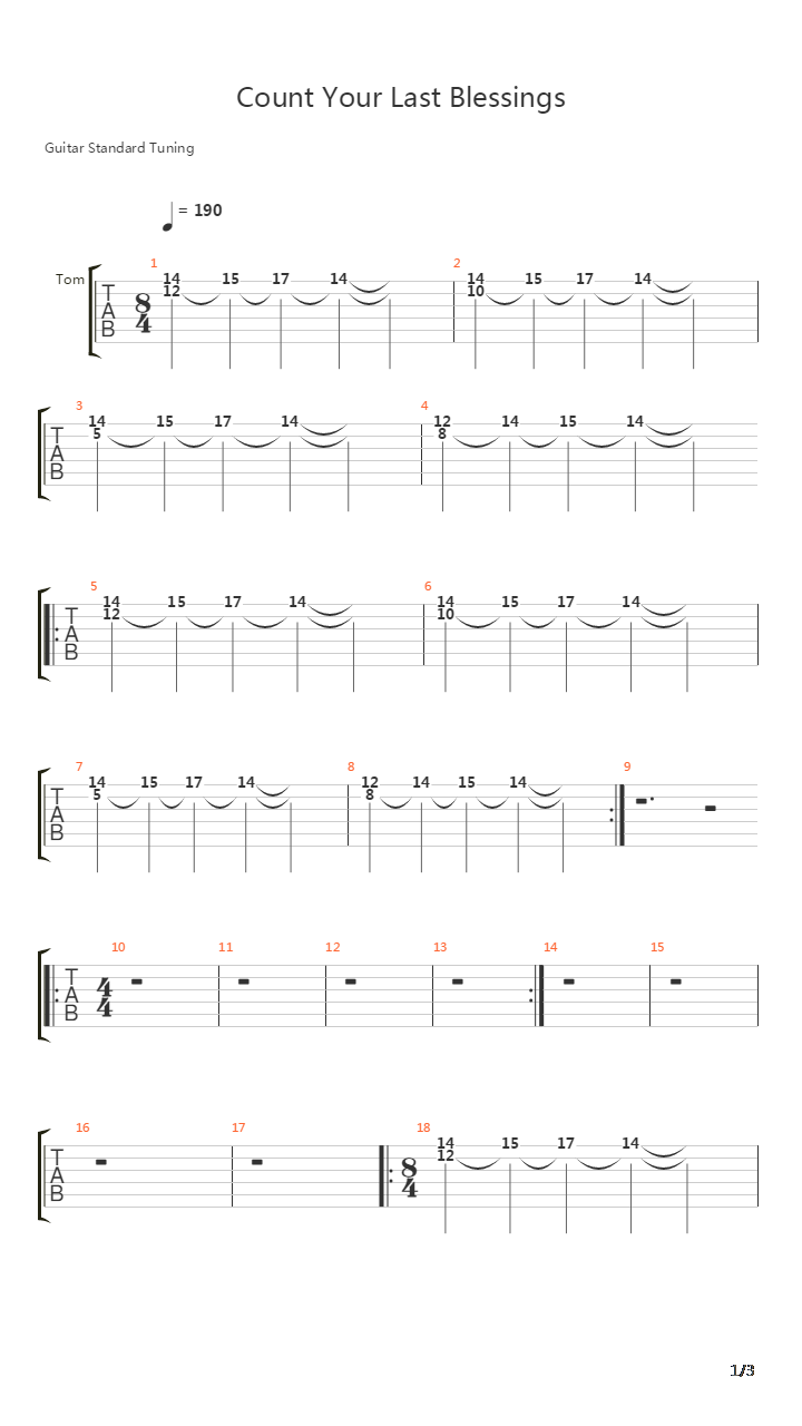Count Your Last Blessings吉他谱