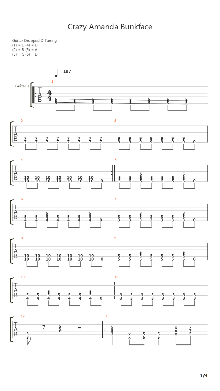 Crazy Amanda Bunkface吉他谱