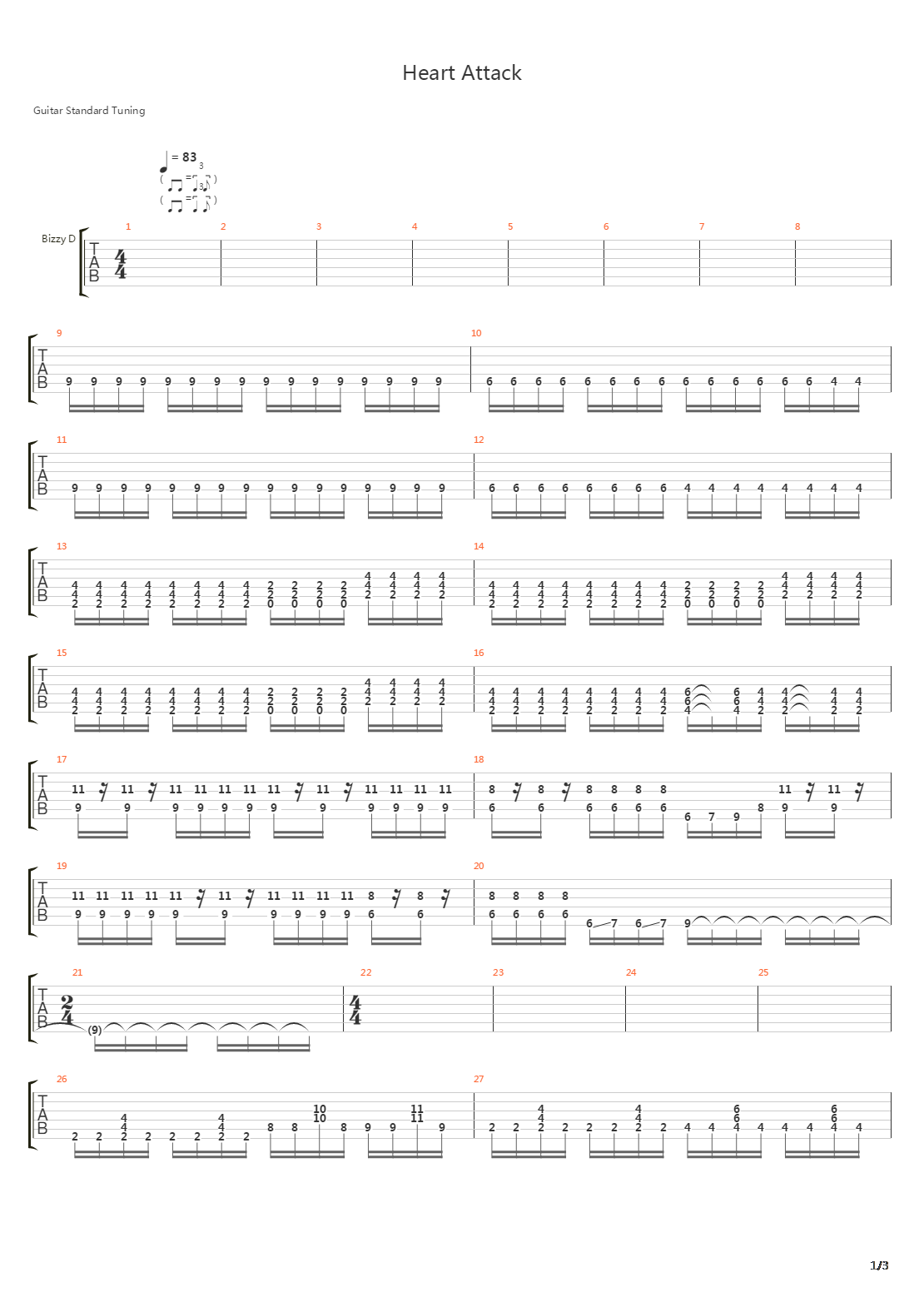 Heart Attack吉他谱