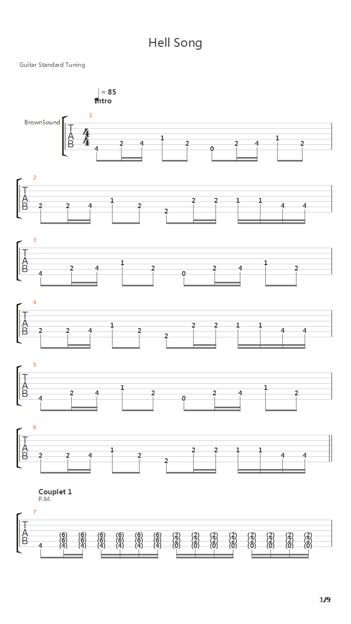 Hell Song吉他谱