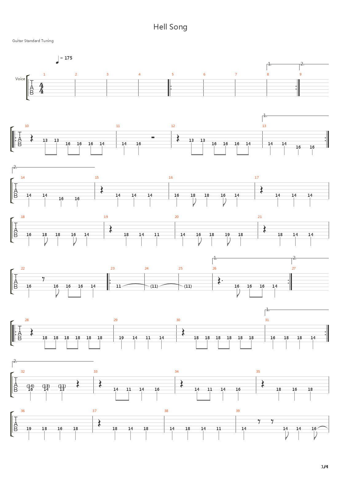 Hell Song吉他谱