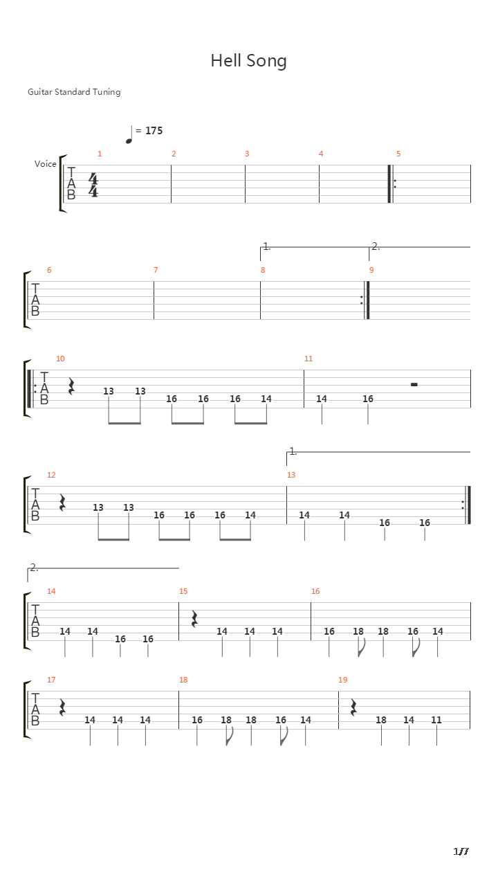 Hell Song吉他谱
