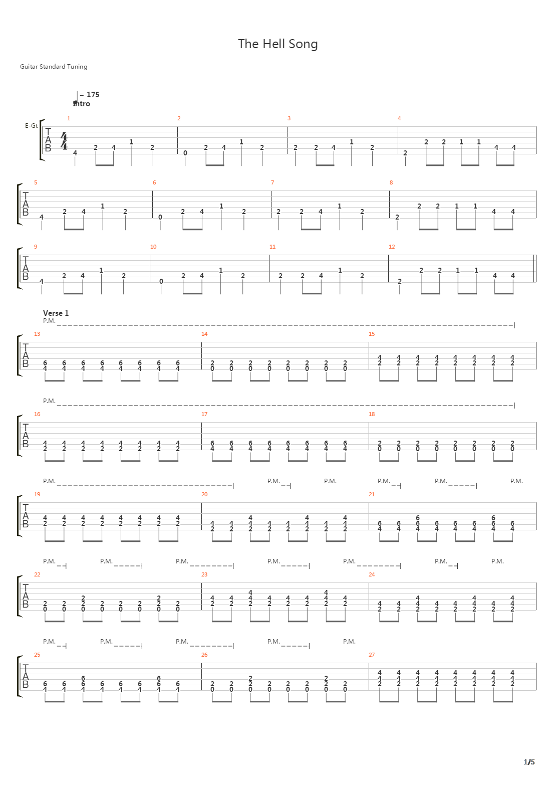 Hell Song吉他谱