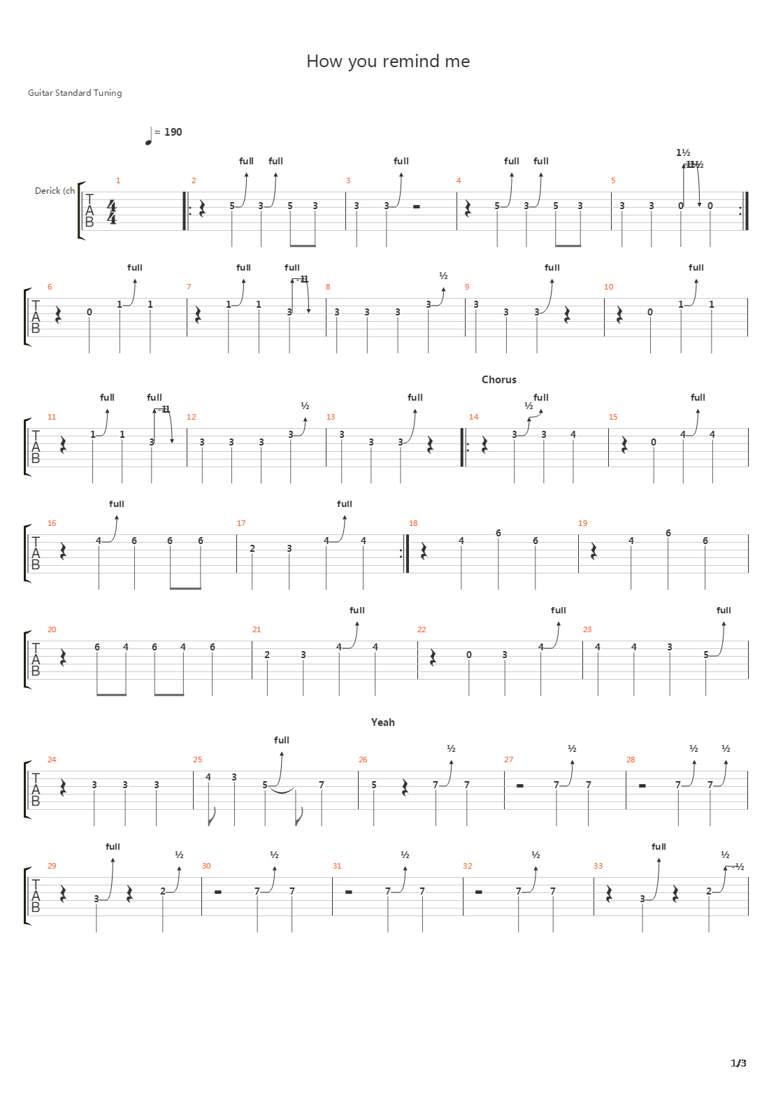 How You Remind Me吉他谱