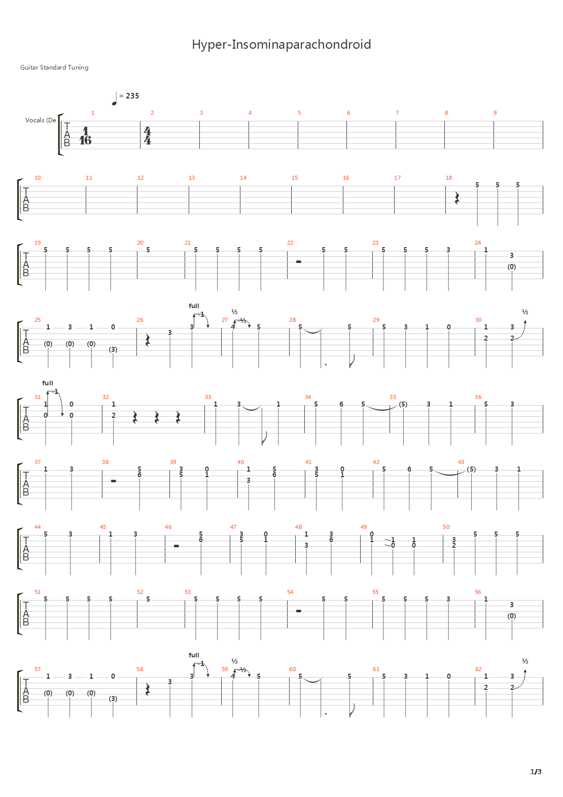 Hyper-insomniaparachondroid吉他谱