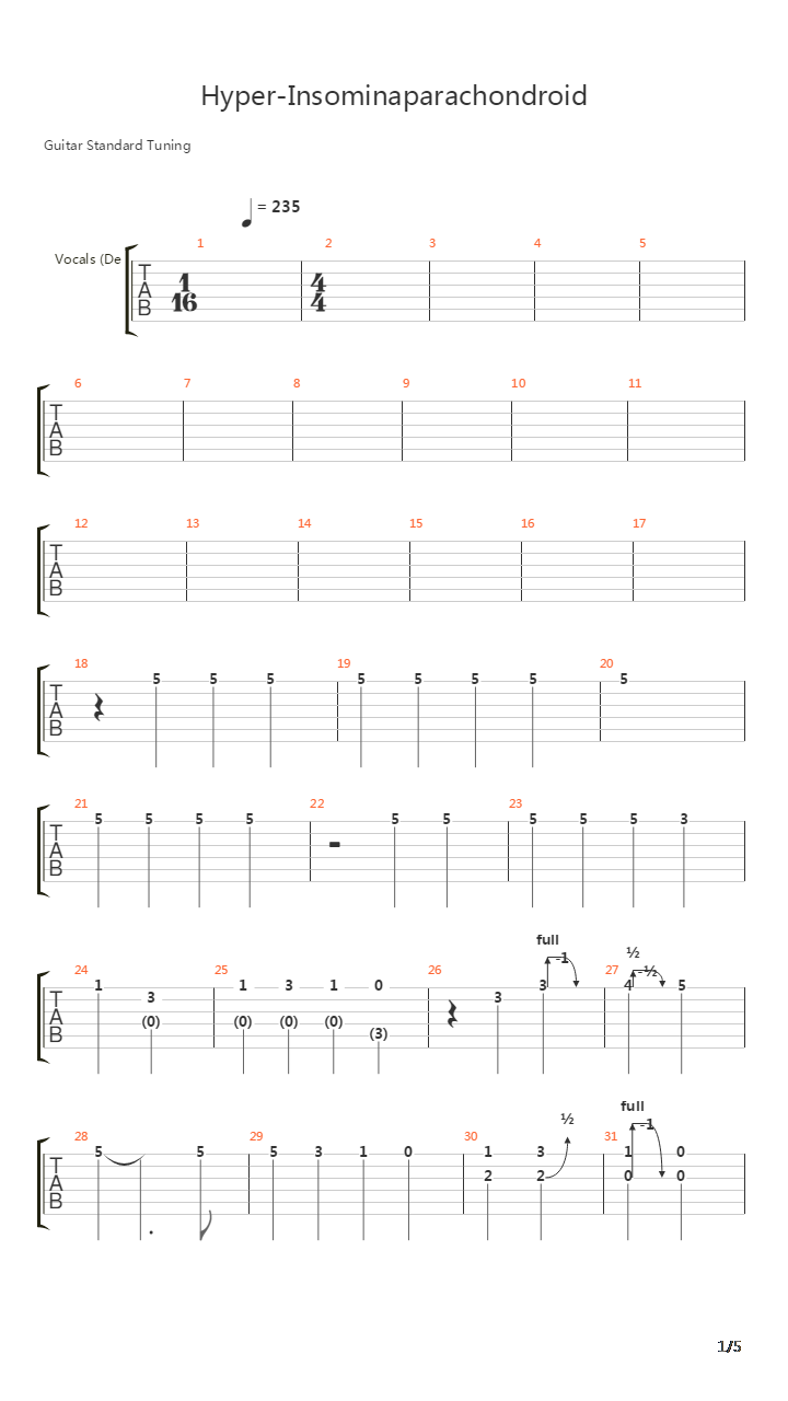 Hyper-insomniaparachondroid吉他谱
