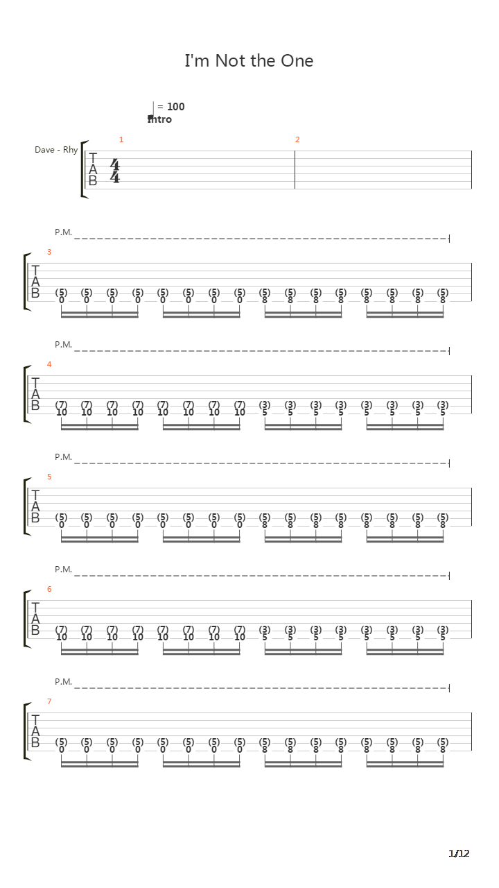 Im Not The One吉他谱