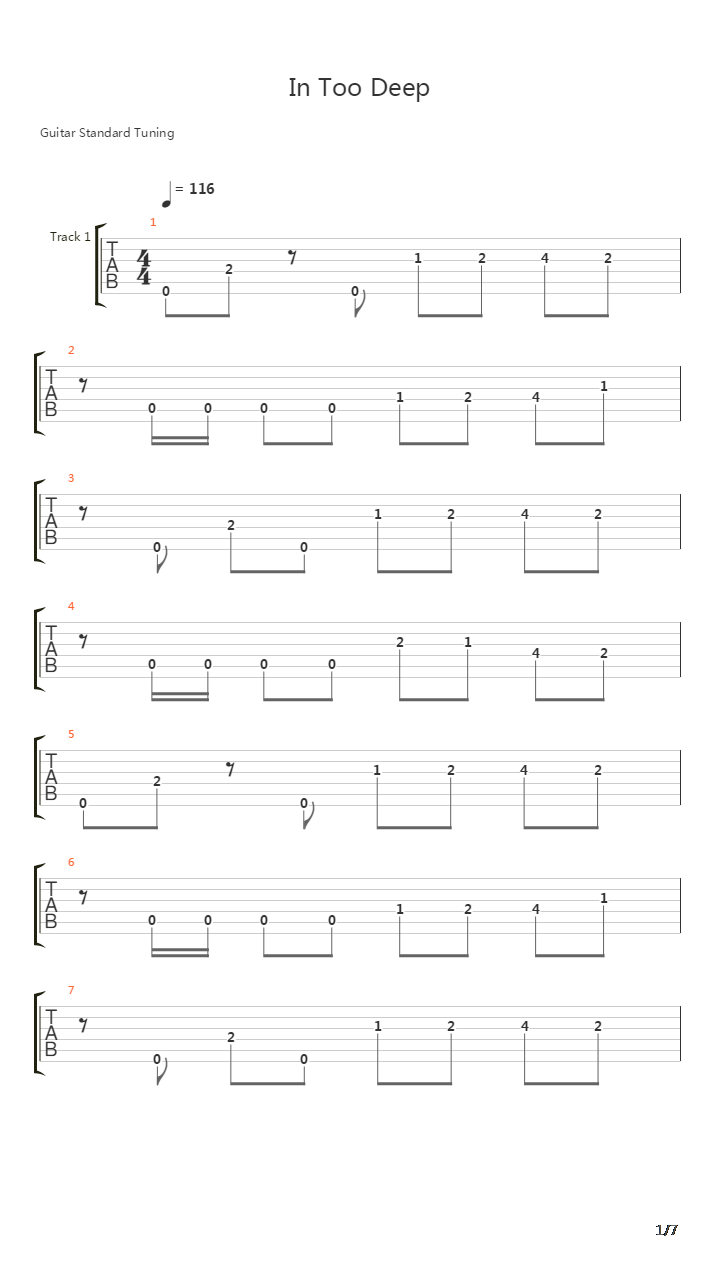 In Too Deep吉他谱