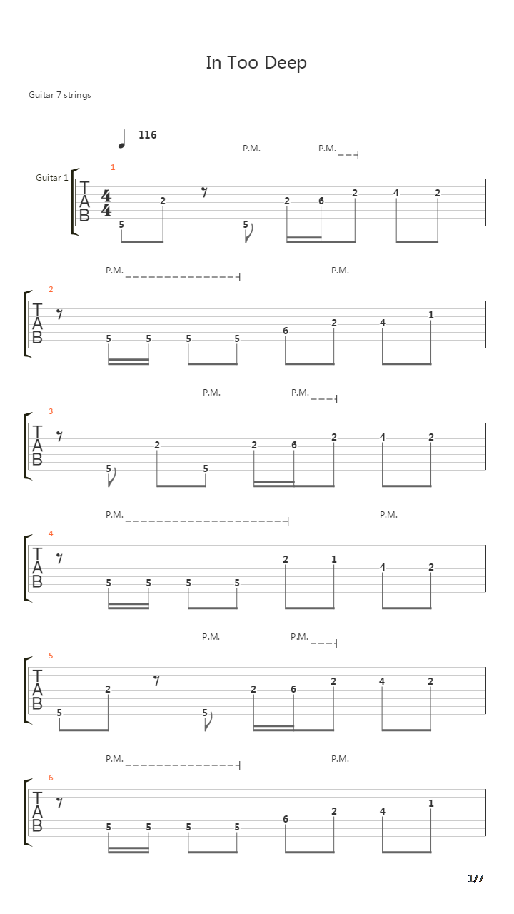 In Too Deep吉他谱