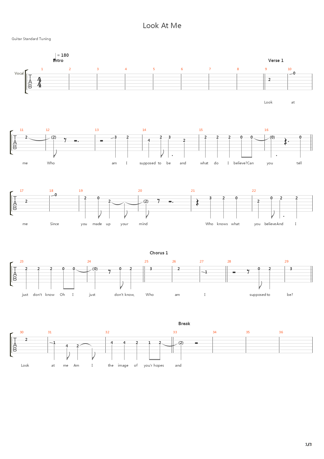 Look At Me吉他谱
