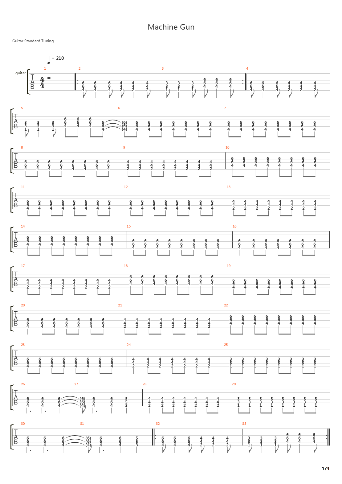 Machine Gun吉他谱