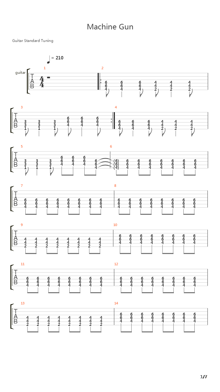 Machine Gun吉他谱