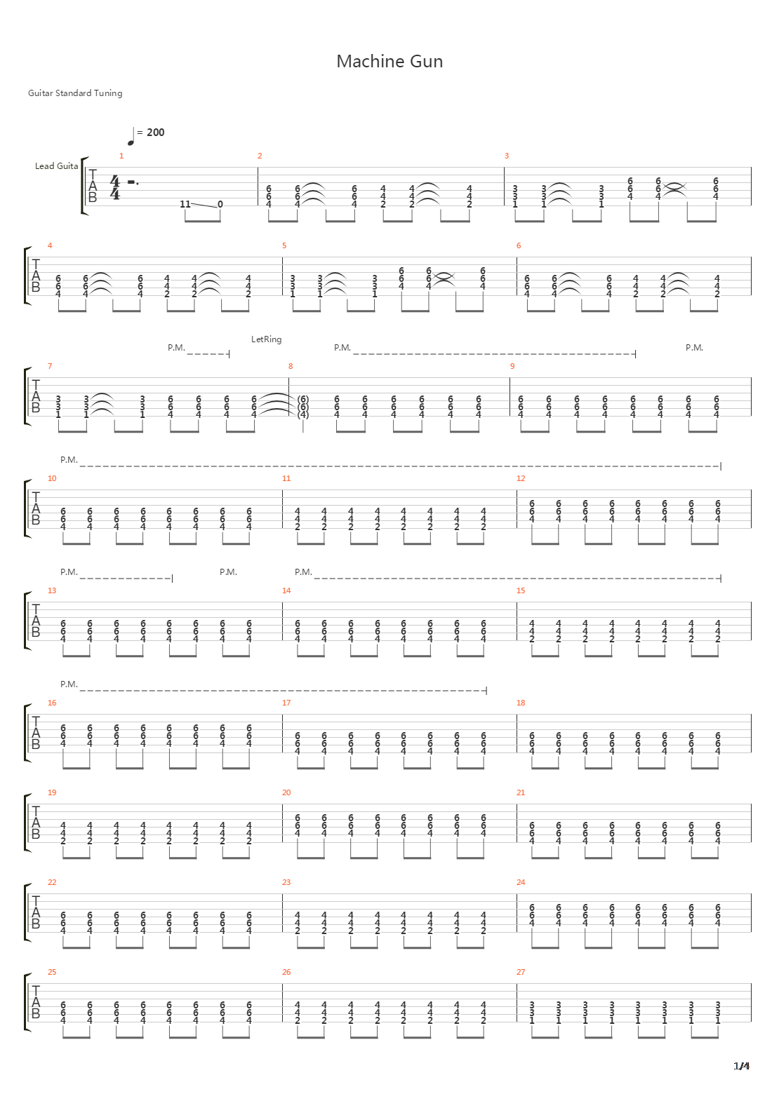 Machine Gun吉他谱